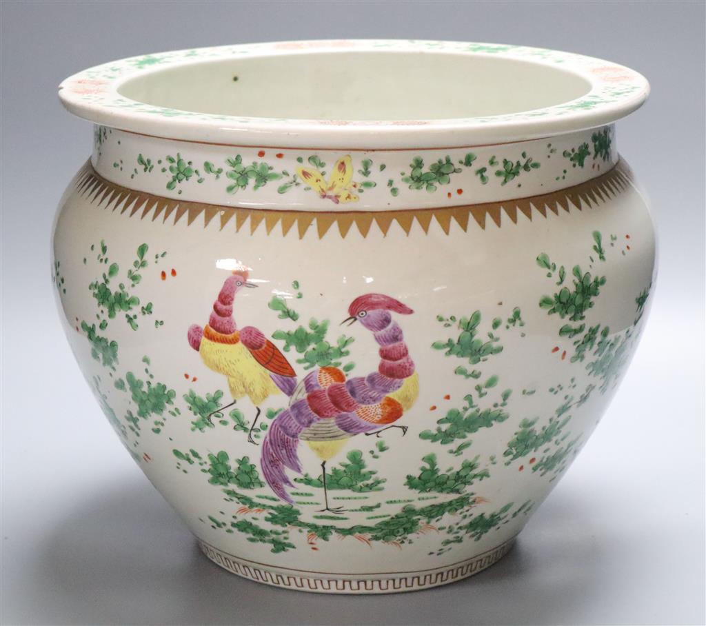 A Chinese jardiniere, height 25cm (faults)